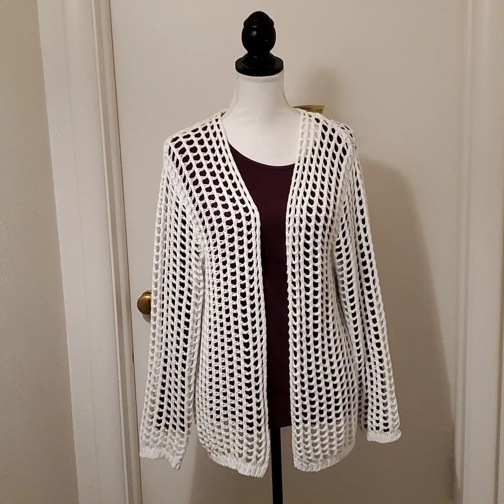NWT White SZ Small Crocheted Sweater by BiBi - Picture 1 of 9